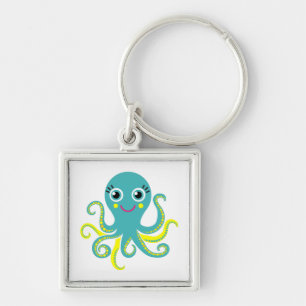 Blue and Yellow Octopus Keychain