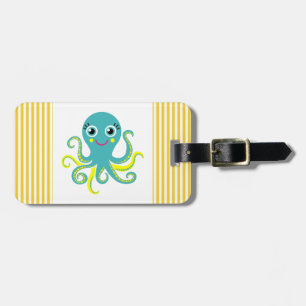 Blue and Yellow Octopus Luggage Tag