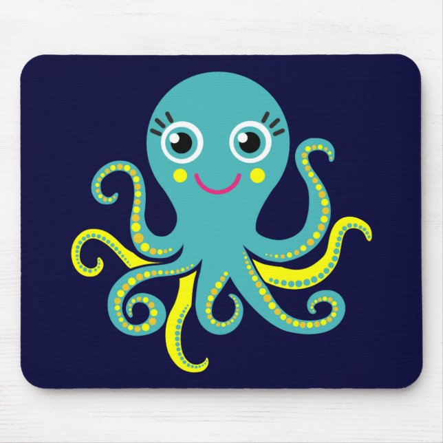 Blue and Yellow Octopus Mouse Pad (Front)