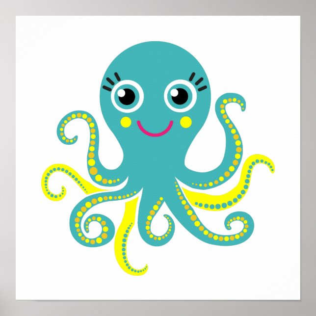 Blue and Yellow Octopus Poster (Front)