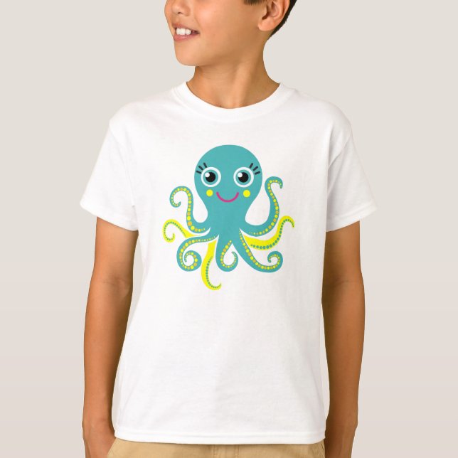 Blue and Yellow Octopus T-Shirt (Front)