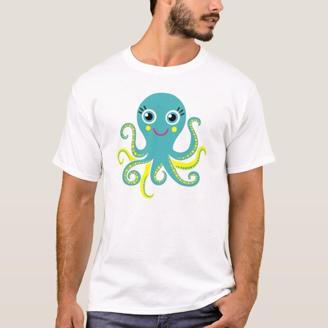 Blue and Yellow Octopus T-Shirt (Front)