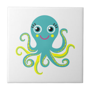 Blue and Yellow Octopus Tile