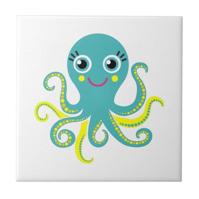 Blue and Yellow Octopus Tile (Front)