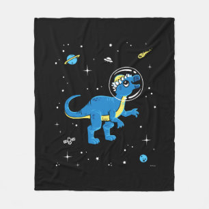 Blue And Yellow Pachycephalosaurus Dinos In Space Fleece Blanket