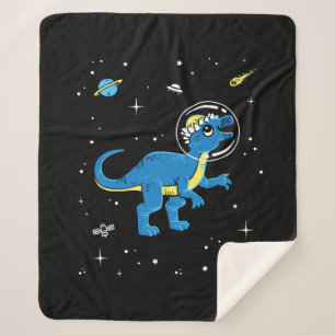 Blue And Yellow Pachycephalosaurus Dinos In Space Sherpa Blanket