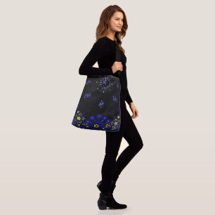 Blue and Yellow Paisley Bandanna Print Crossbody Bag