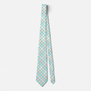 Blue and Yellow Pastel Plaid Tie