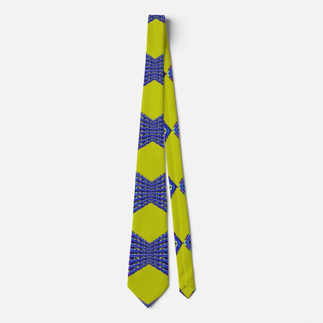 blue and yellow pattern design tie (Front)