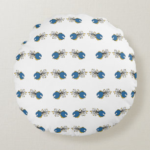 Blue and yellow peacock fish round pillow