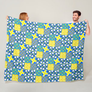 Blue and Yellow Pickleball Inspired Bedroom Cozy Fleece Blanket