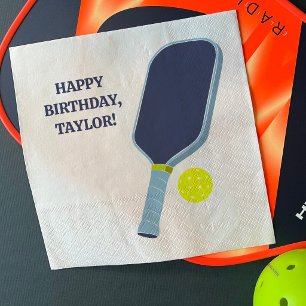 Blue and Yellow Pickleball Paddle Personalized Napkin