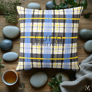 Blue and Yellow Plaid Custom Bold Tartan Home Throw Pillow