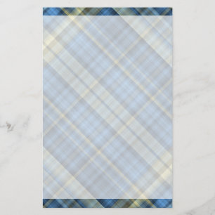 Blue and yellow plaid pattern stationery