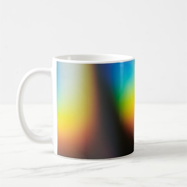 Blue and yellow plastic bottle coffee mug (Left)