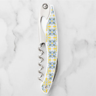 Blue and yellow pretty Portuguese tiles pattern Corkscrew