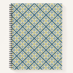 Blue and yellow pretty Portuguese tiles pattern Notebook