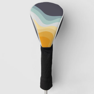Blue and yellow retro style waves golf head cover