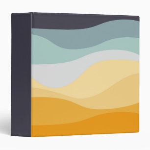 Blue and yellow retro style wavy ocean binder