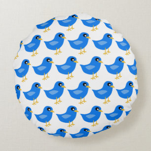 Blue and Yellow Round Pillow