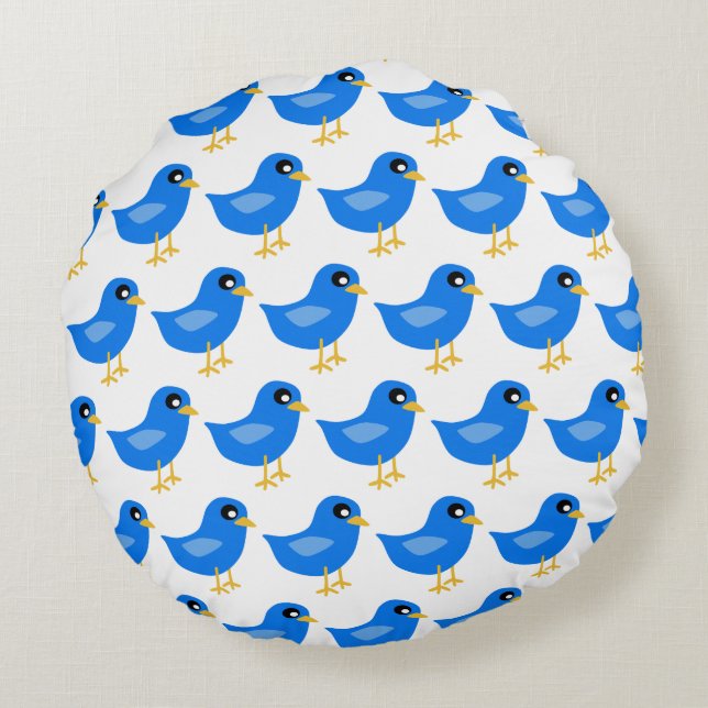 Blue and Yellow Round Pillow (Back)