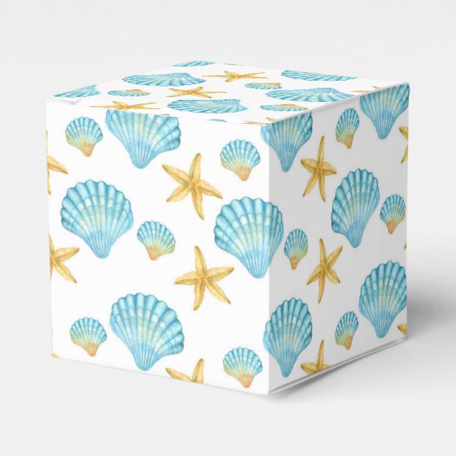 Blue and Yellow Sea Life Nautical Favor Box (Front Side)