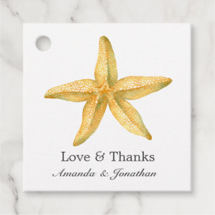 Blue and Yellow Sea Life Nautical Wedding Favour Tags