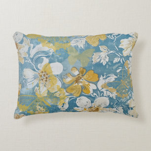 Blue and Yellow Shabby Cottage Butterfly Accent Pillow