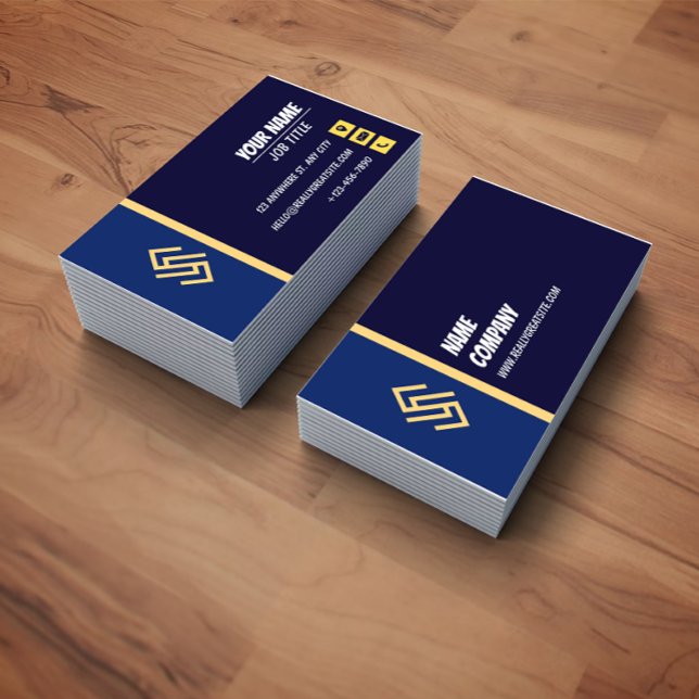 Blue and Yellow Simple Lines Business Card (Creator Uploaded)