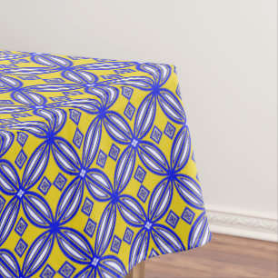 Blue And Yellow Spanish Tile Pattern Tablecloth