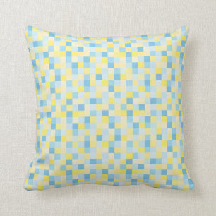 Blue and Yellow Squares Throw Pillow