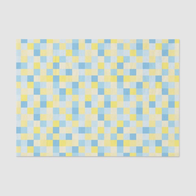 Blue and Yellow Squares Tissue Paper (Front)