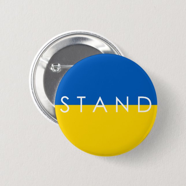 Blue and Yellow Stand with Ukraine  2 Inch Round Button (Front & Back)