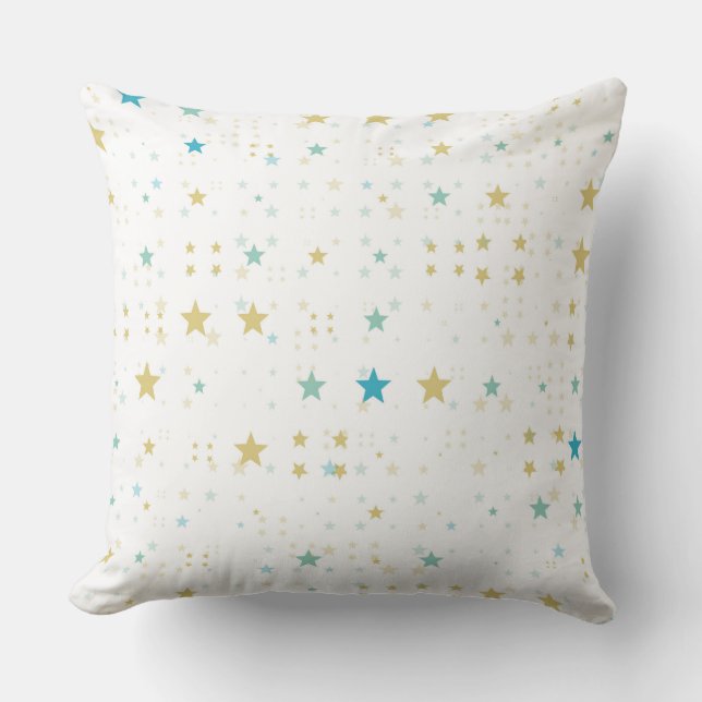 Blue and Yellow Stars Throw Pillow (Front)