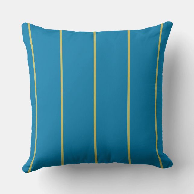 Blue and Yellow Stripes Throw Pillow (Back)