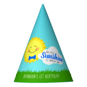Blue and Yellow Sunshine Birthday Party Hat
