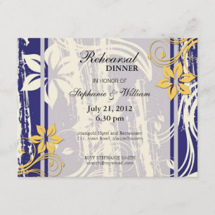 Blue and Yellow Swirl Rehearsal Dinner Card
