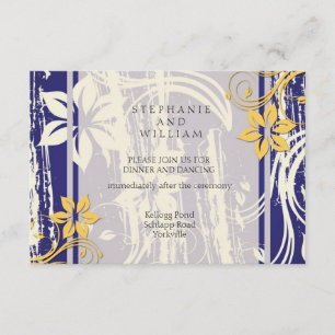 Blue and Yellow Swirl Wedding Reception Card