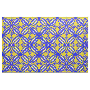 Blue And Yellow Talavera Tile Design Fabric
