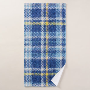 Blue and yellow tartan or plaid background for fas bath towel