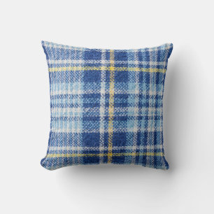 Blue and yellow tartan or plaid background for fas throw pillow