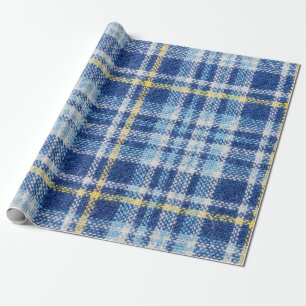 Blue and yellow tartan or plaid background for fas wrapping paper