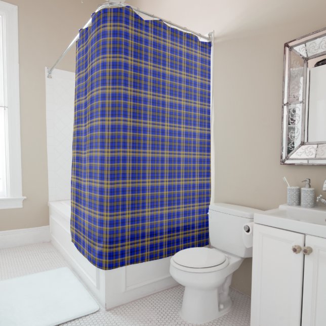Blue and yellow tartan plaid.  (In Situ)