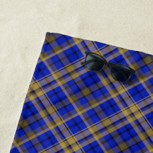 Blue and yellow tartan plaid beach towel