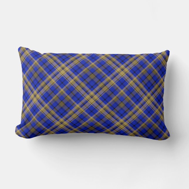 Blue and yellow tartan plaid. lumbar pillow (Front)
