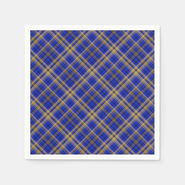 Blue and yellow tartan plaid.  napkin (Front)