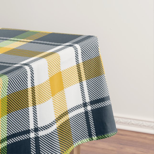 Blue And Yellow Tartan Plaid Scottish Pattern Tablecloth (In Situ)
