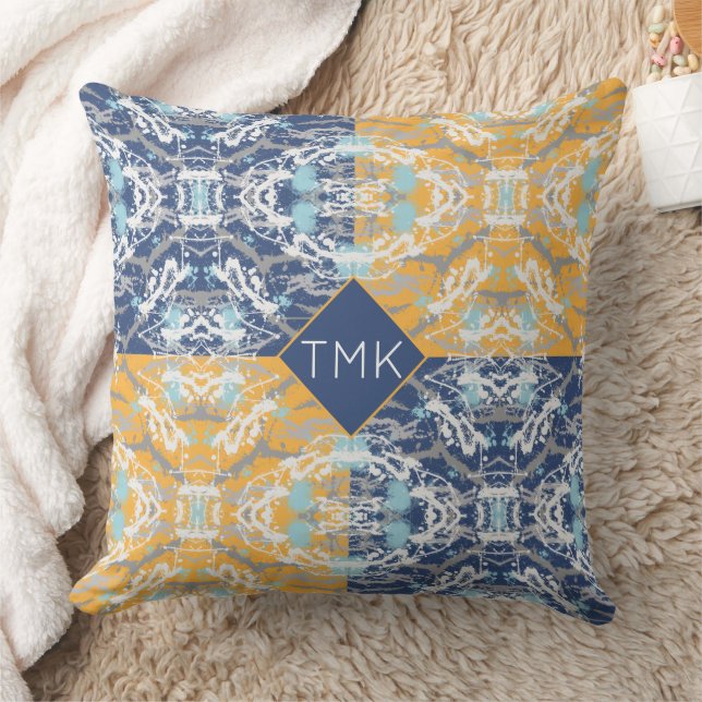 Blue and Yellow Throw Pillow (Blanket)