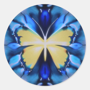Blue and Yellow Tie Dye Butterfly Sticker
