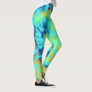 Blue and Yellow Tie-dye Leggings